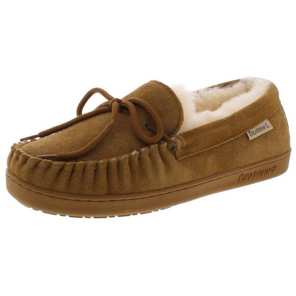 Bearpaw Shoes - Bearpaw Womens Moc II Tan Suede Lined Slip On Moccasins Shoes New